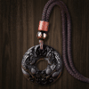 The Abundance Guardian: Natural Obsidian Double Pixiu Peace Buckle Pendant