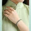 Natural Blue Water Jadeite Abacus Bead Bracelet