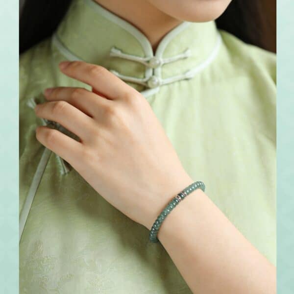 Natural Blue Water Jadeite Abacus Bead Bracelet
