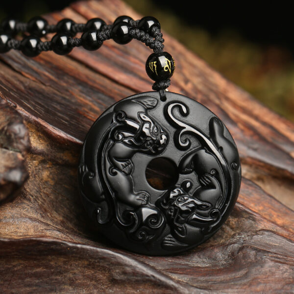 The Obsidian Shield: Double PiXiu Harmony Pendant