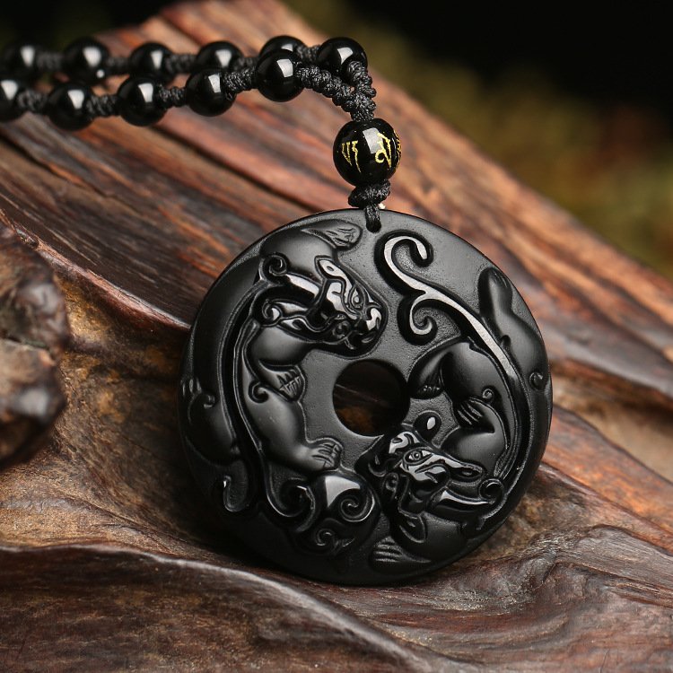 The Obsidian Shield: Double PiXiu Harmony Pendant