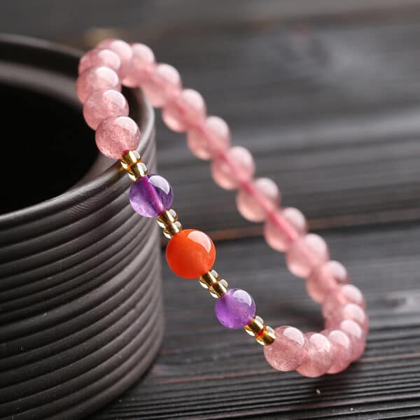 主图_01 The Inner Glow: Ice Strawberry Quartz Love & Radiance Bracelet