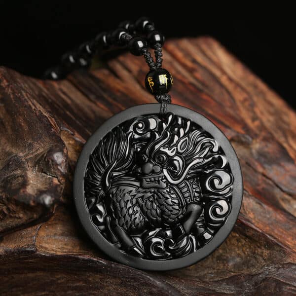 The Obsidian Guardian: Kylin Protection & Strength Pendant