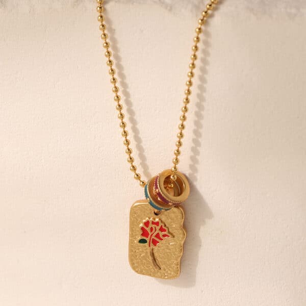 Eastern Luck Enamel Gold Clavicle Necklace