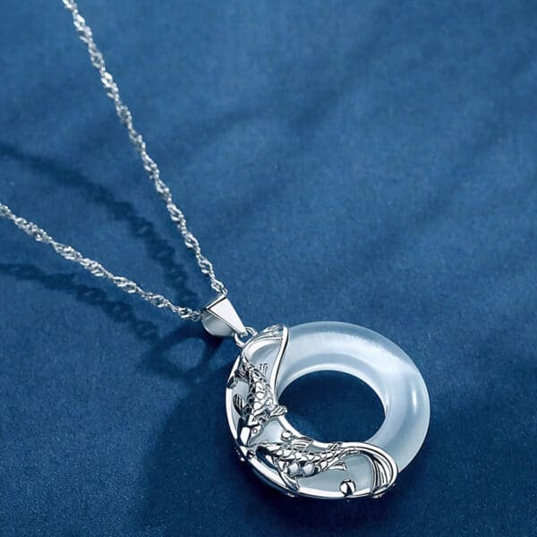 The Fortune Koi: Cat's Eye Crystal Peace Buckle 925 Sterling Silver Necklace