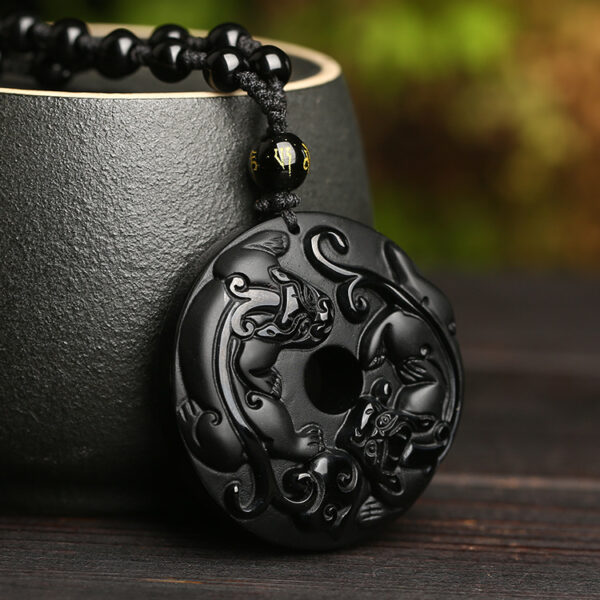The Obsidian Shield: Double PiXiu Harmony Pendant