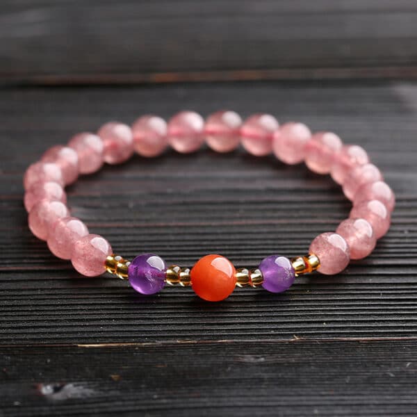 主图_02 The Inner Glow: Ice Strawberry Quartz Love & Radiance Bracelet