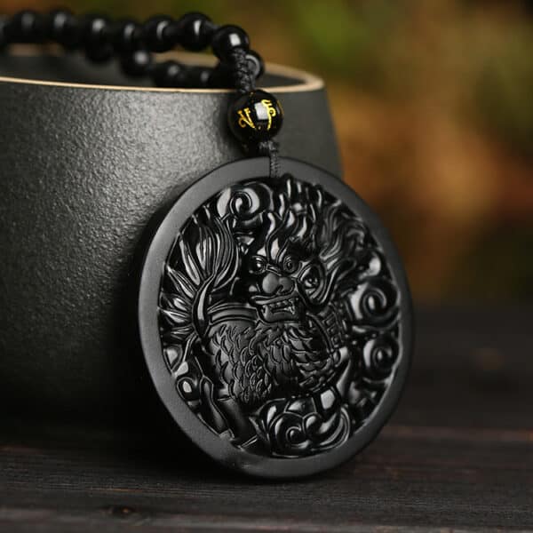 The Obsidian Guardian: Kylin Protection & Strength Pendant