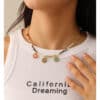 Lucky Wheel Natural Stone Pearl Choker Necklace