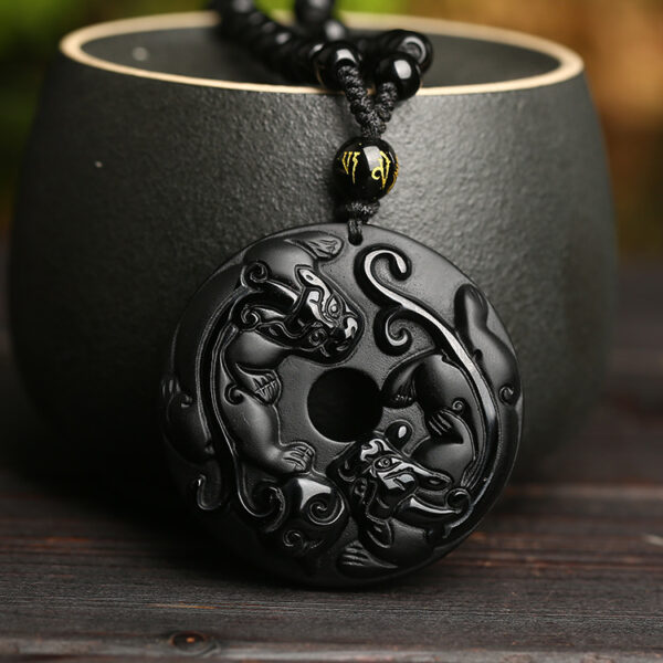 The Obsidian Shield: Double PiXiu Harmony Pendant