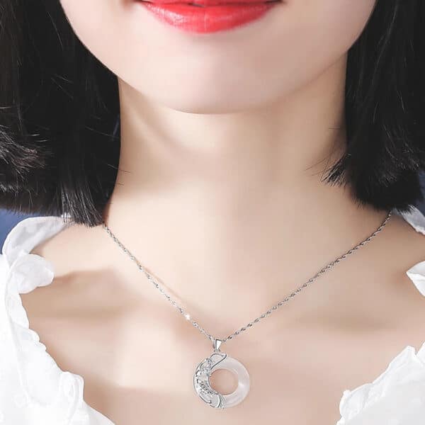 The Fortune Koi: Cat's Eye Crystal Peace Buckle 925 Sterling Silver Necklace