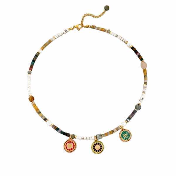 Lucky Wheel Natural Stone Pearl Choker Necklace