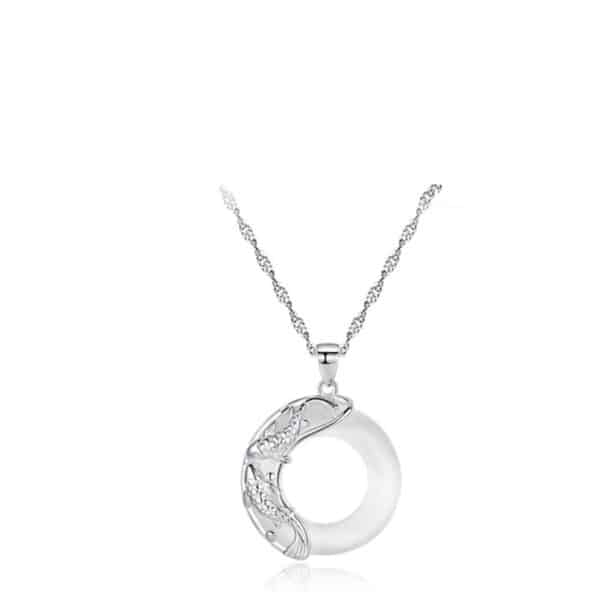 The Fortune Koi: Cat's Eye Crystal Peace Buckle 925 Sterling Silver Necklace