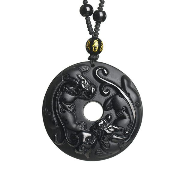 The Obsidian Shield: Double PiXiu Harmony Pendant