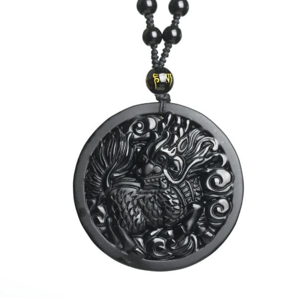 The Obsidian Guardian: Kylin Protection & Strength Pendant
