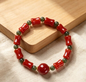 Steady Rise Bracelet: Bamboo-Shaped Red Agate Bracelet