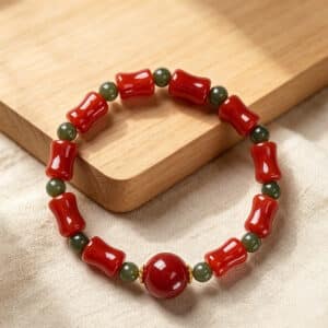 Steady Rise Bracelet: Bamboo-Shaped Red Agate Bracelet