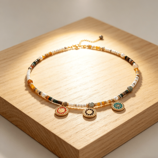 Lucky Wheel Natural Stone Pearl Choker Necklace
