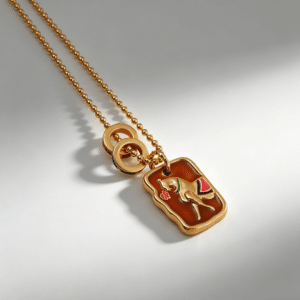 Eastern Luck Enamel Gold Clavicle Necklace
