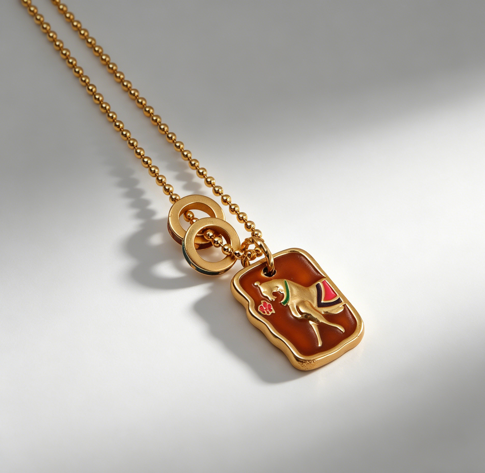 Eastern Luck Enamel Gold Clavicle Necklace
