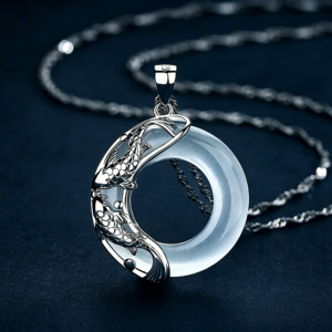 图片处理需求 The Fortune Koi: Cat's Eye Crystal Peace Buckle 925 Sterling Silver Necklace
