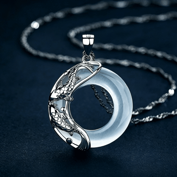 The Fortune Koi: Cat's Eye Crystal Peace Buckle 925 Sterling Silver Necklace