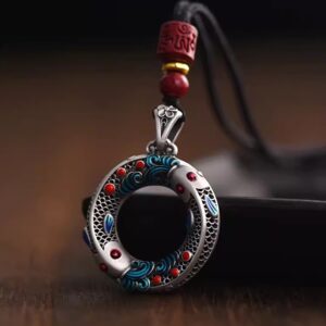 The Koi Fortune Amulet: Enamel Cloisonné Peace Buckle Necklace