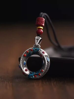 The Koi Fortune Amulet: Enamel Cloisonné Peace Buckle Necklace