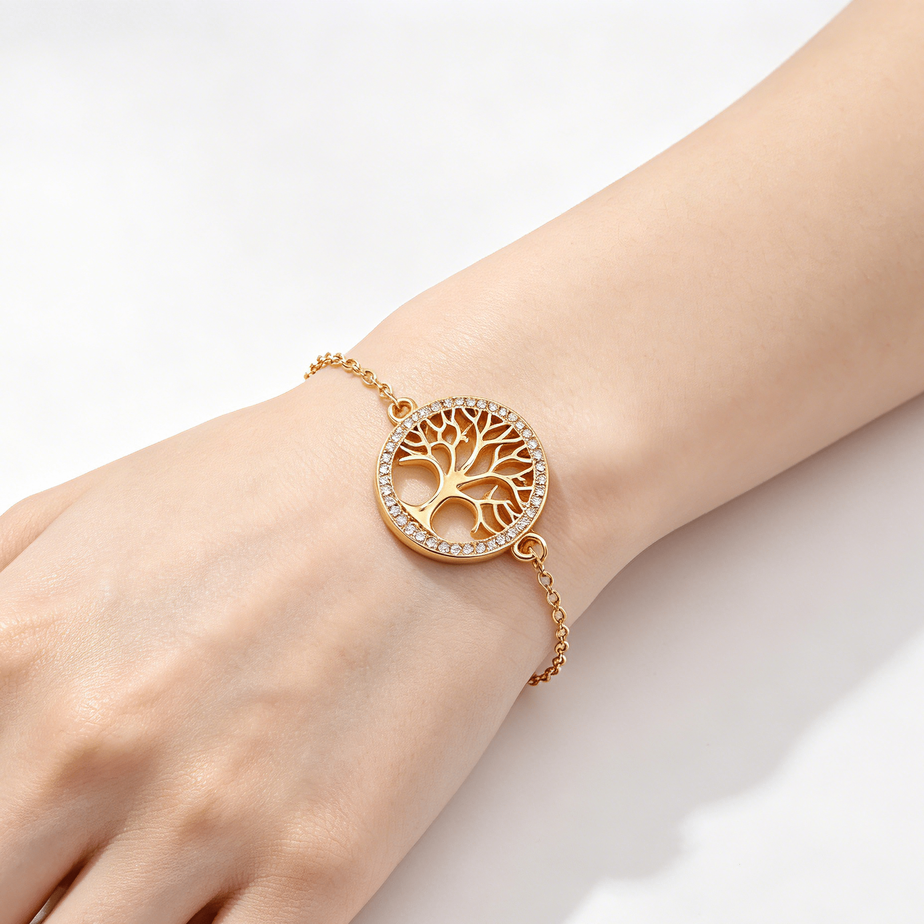 The Growth Talisman: 925 Sterling Silver Tree of Life Bracelet - Golden