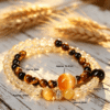 2-1 The Prosperity Path: Golden Azeztulite & Tiger's Eye Double Wrap Bracelet