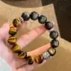 sku-1-银曜石黄虎眼手串 Guardian Glow: Natural Tiger's Eye Bracelet