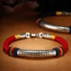 sku-2-红色可调节 The Calm Keeper: Heart Sutra 925 Sterling Silver Vajra Knot Bracelet