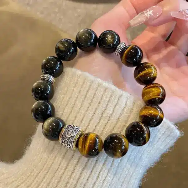 sku-2-金曜石黄虎眼手串 Guardian Glow: Natural Tiger's Eye Bracelet
