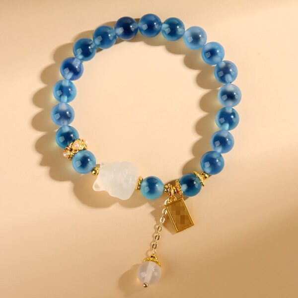 The Allure Guardian: Green Sugar Agate & Clear Quartz Nine-Tailed Fox Bracelet