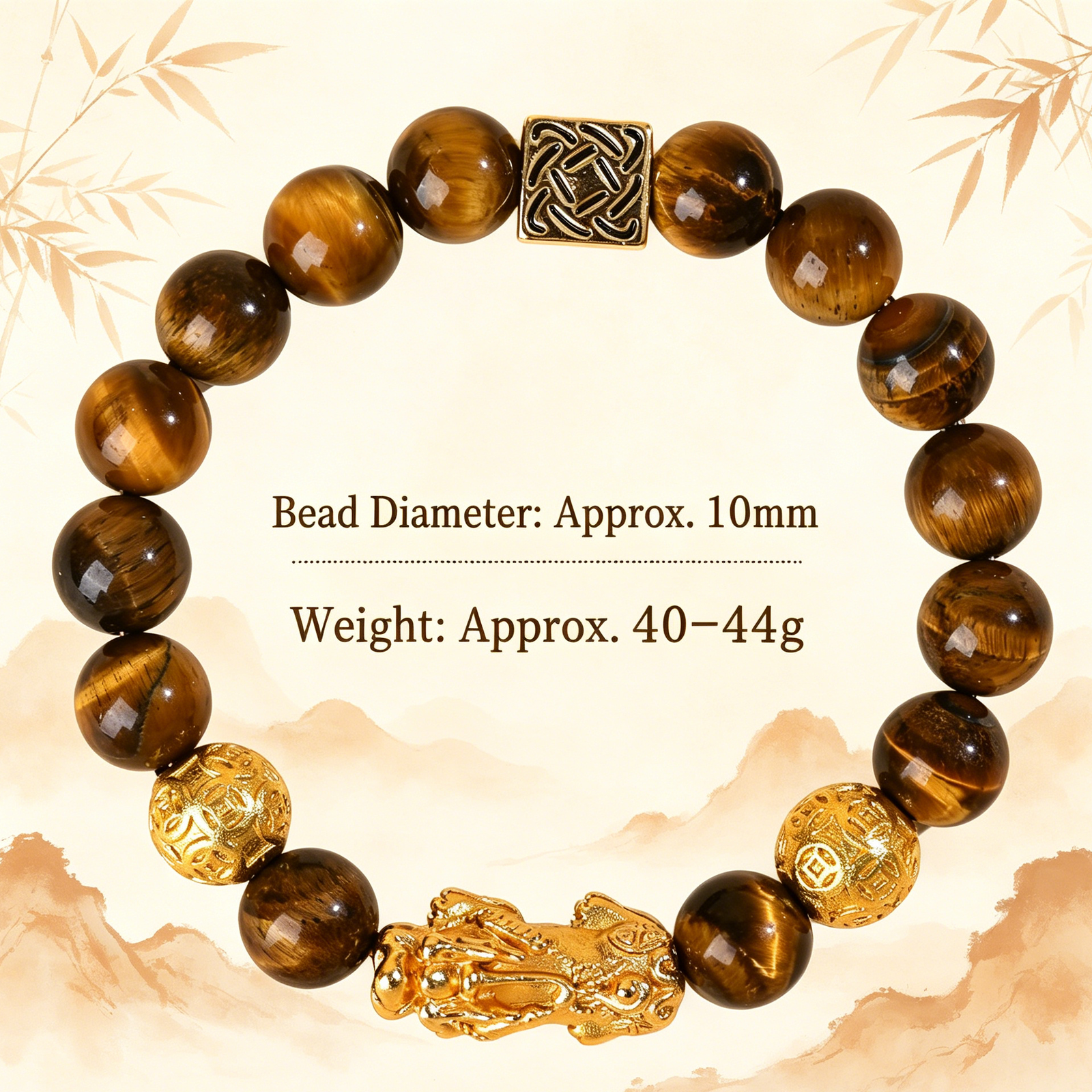 The Prosperity Amplifier: Natural Yellow (Golden) Tiger's Eye & PiXiu Fortune Bracelet - 10mm