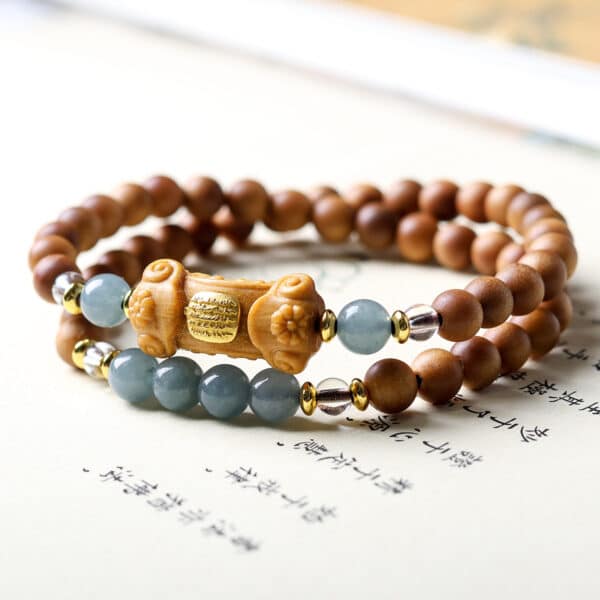 主图-1 The Calm Wish Ruyi: Double-Wrap Sandalwood Bracelet