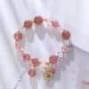Natural Strawberry Quartz Lucky Fortune Pouch Bracelet