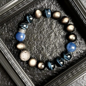 Natural Blue Tiger's Eye & Silver Obsidian Cosmic Energy Bracelet