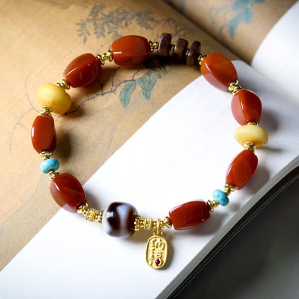 The Fortune Magnet: Natural Southern Red Agate Mixed Gemstone Bracelet