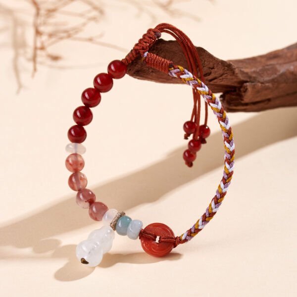 Lucky Gourd Braided Bracelet | South Red Agate & White Chalcedony