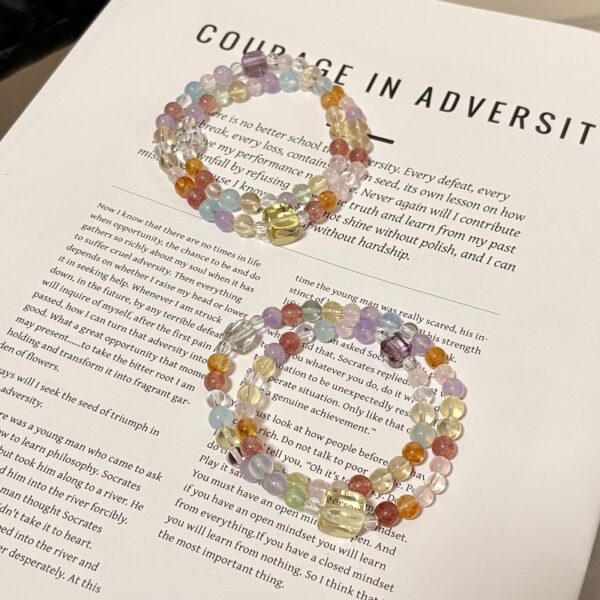 主图-2 Natural Rainbow Mixed Crystal Double Layer Bracelet