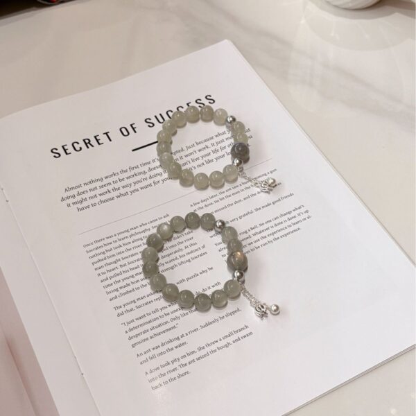 主图-2 Silver Moonstone Lily of the Valley Charm Bracelet for Women