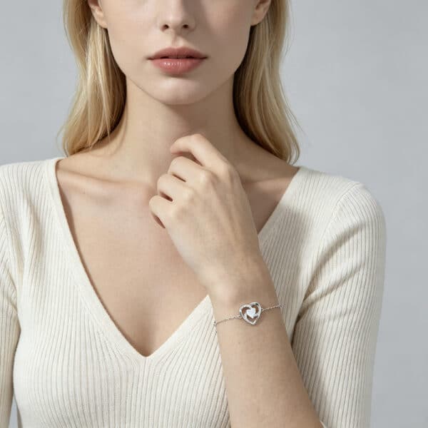 The Eternal Bond: S925 Sterling Silver Heart Opal Bracelet