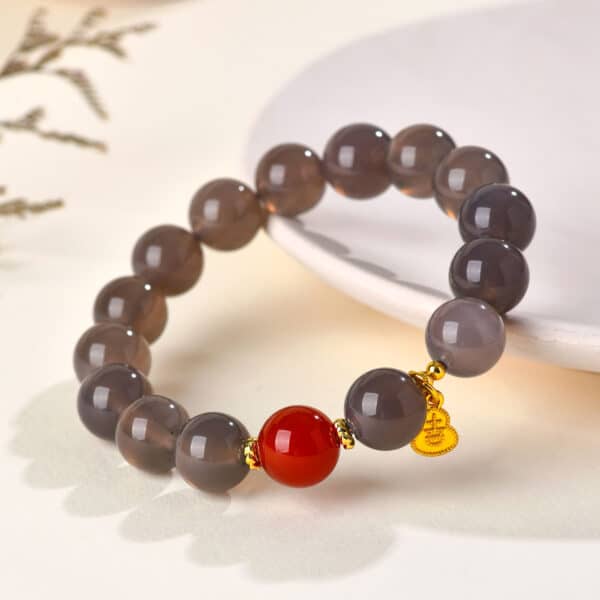 The Grounded Joy: Gray Agate & Southern Red Agate Bracelet
