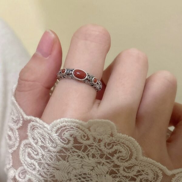 主图-3 Auspicious Cloud: S925 Silver Nanhong Agate Ring