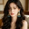 主图-3 Imperial Grace: Vintage Chinese Turquoise Chandelier Earrings