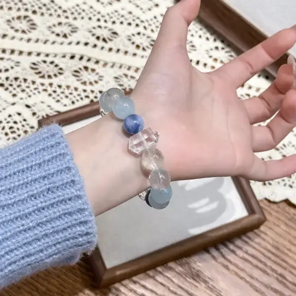 Aquamarine & Clear Quartz Calm Flow Bracelet