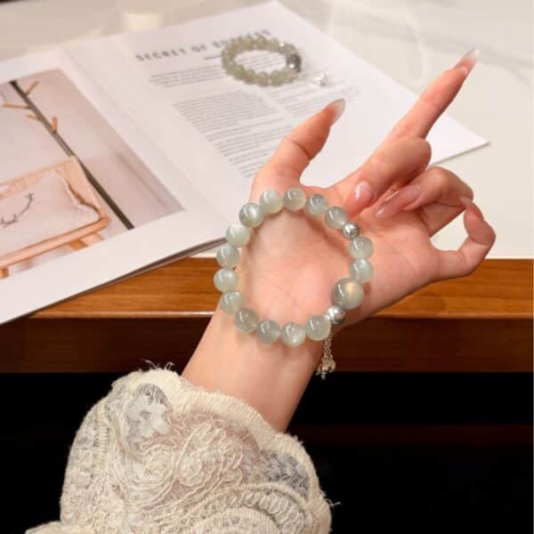 主图-3 Silver Moonstone Lily of the Valley Charm Bracelet for Women