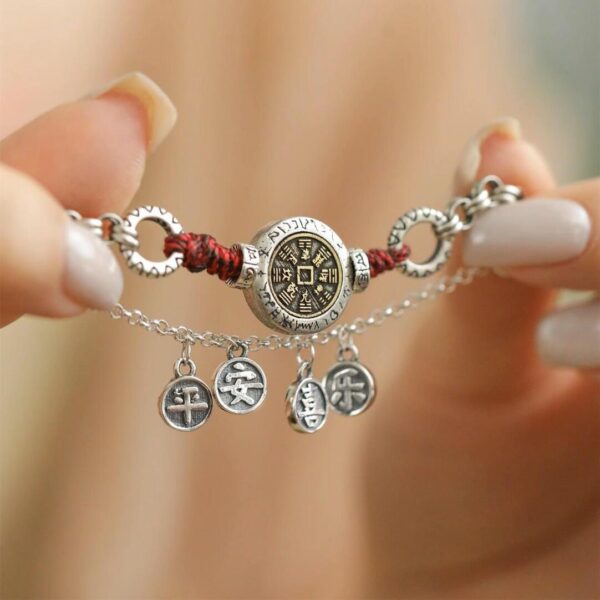 925 Sterling Silver Shan Gui Amulet Anklet with Peace & Joy Charms