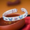 主图-4 The Serenity Flutter: 999 Sterling Silver Enamel Butterfly Heart Sutra Cuff Bracelet